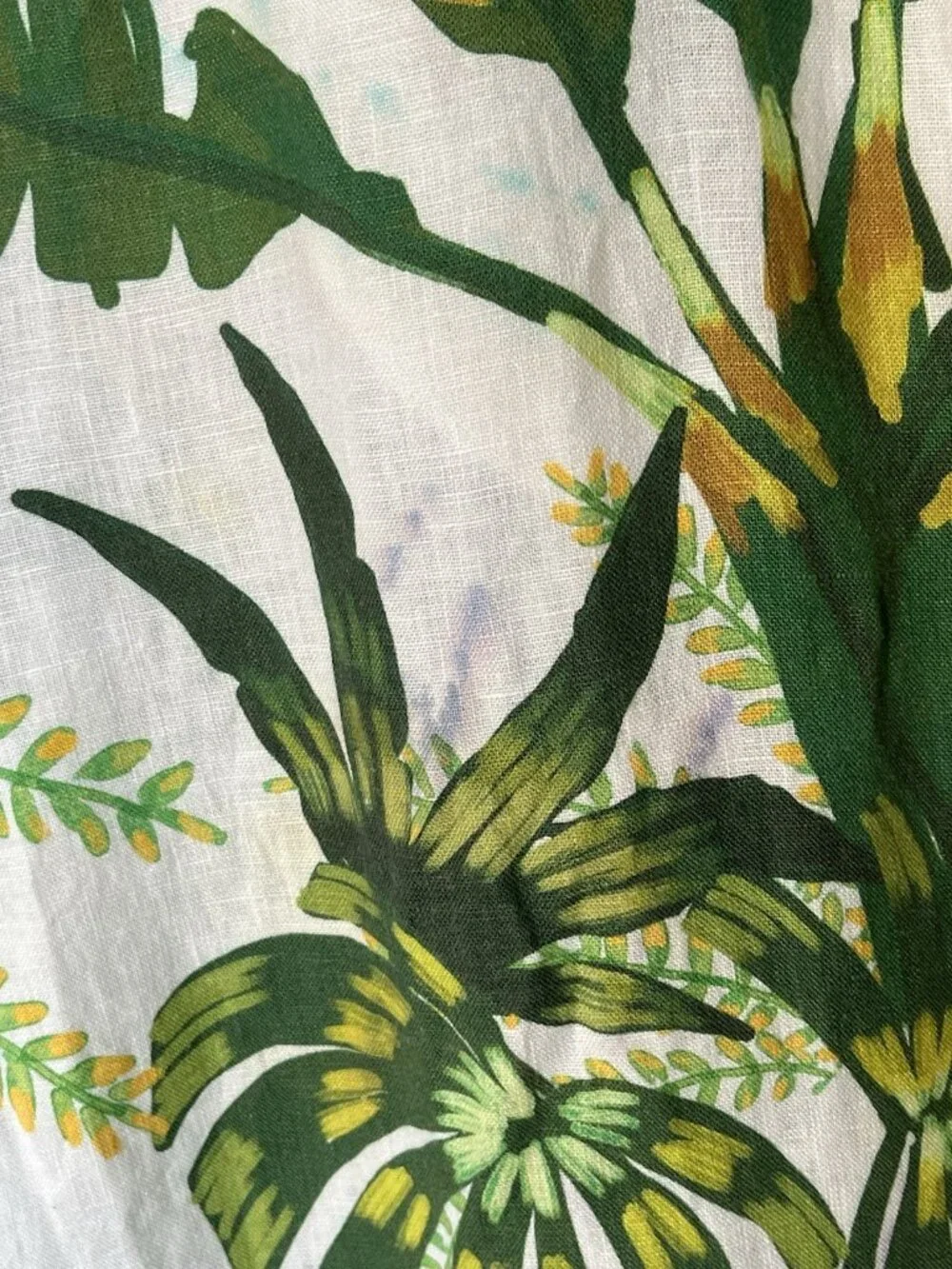 FARM RIO Tropical Forest 100% Linen Crop Top + Wide Pants 2 PC Set Suit